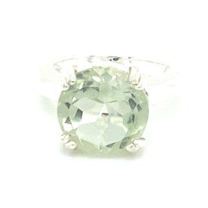 Prasiolite 3.80ct Platinum Finish Solid 925 Sterling Silver Ring